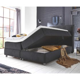 Boxspringbett Vindo in Schwarz Webstoff mit Stauraum – Ansicht 3