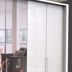 Falttüren Ankleideschrank Grinzia in Weiß glasbeschichtet – Ansicht 5
