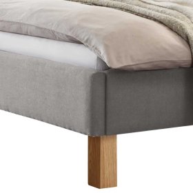 Graues Polster Bett Typon aus Webstoff und Eiche Massivholz – Ansicht 4