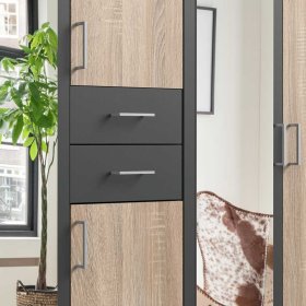 Kleiderschrank modern Hume in Eiche Sägerau und Dunkelgrau – Ansicht 7