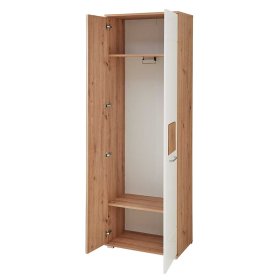 Garderobenschrank Eddie in Wildeichefarben und Weiß mit Spiegeltür – Ansicht 4