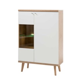 Wohnzimmer Wohnwand Levanca in Weiß und Eichefarben im Skandi Design (vierteilig) – Ansicht 17