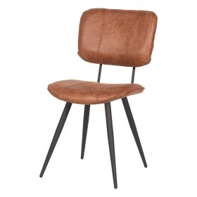 Esszimmerstuhl Set Auray in Cognac Braun Kunstleder mit 50 cm Sitzhöhe (2er Set) – Ansicht 1