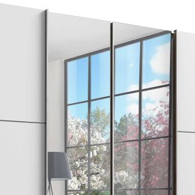 Premium Kleiderschrank Gizmeal mit Dreh- und Schiebetüren und Spiegel – Ansicht 4