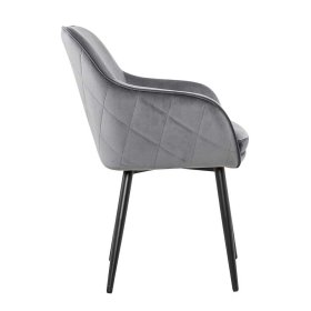 Samt Polsterstuhl Eckomy in Grau im Retro Design – Ansicht 5