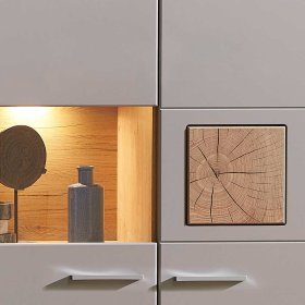 Wandvitrine Accadira in Grau und Eiche Optik mit LED Beleuchtung – Ansicht 5