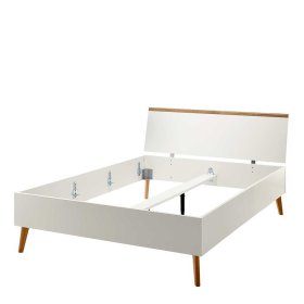 Doppelbett mit Nachtkonsolen Levanca in Weiß und Eiche in 140x200 cm (dreiteilig) – Ansicht 2