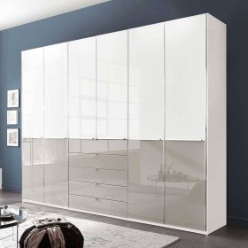 Drehtürenschrank Latina Front glasbeschichtet mit fünf Schubladen – Ansicht 2