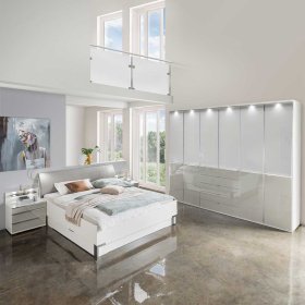 Komplettschlafzimmer Xarina in Hellgrau und Weiß Made in Germany (vierteilig) – Ansicht 1