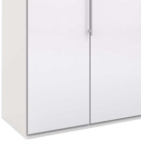 Großer Schlafzimmer Kleiderschrank Grinzia in Weiß mit Falttüren und Schubkästen – Ansicht 4