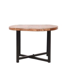 Runder Beistelltisch Concrete aus Mangobaum Massivholz und Metall im Industriedesign – Ansicht 1