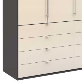 Kleiderschrank Melzica in Cremefarben und Braun 2 türig mit Schubladen – Ansicht 4