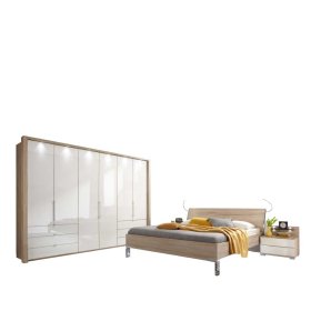Schlafzimmer Einrichtung Andryas in Creme Weiß Eiche Sonoma komplett (vierteilig) – Ansicht 1