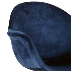 Samt Esszimmer Polsterstuhl Set Lagacina in Blau mit Armlehnen (2er Set) – Ansicht 5