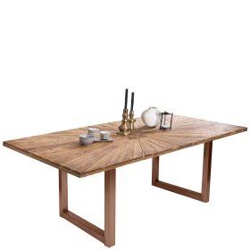 Designtisch Natural aus Teak Recyclingholz und Stahl im Industry Style – Ansicht 2
