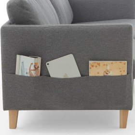 Skandi Design Wohnzimmer Couch Tubrina in Grau aus Webstoff – Ansicht 8