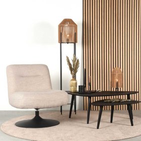 Skandi Design Sessel Gracyan in Beigegrau und Schwarz mit Tellerfuß – Ansicht 6