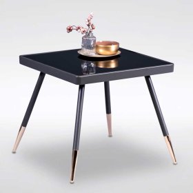 Kaffee Tisch Tobi in Schwarz und Goldfarben aus Metall und Glas – Ansicht 2