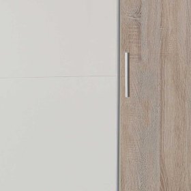 Schlafzimmerschrank Coriba in Eiche Sägerau und Weiß mit Dreh- und Schiebetüren – Ansicht 4