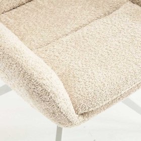 Cremefarbene Esstisch Stühle Velsamos aus Boucle Stoff und Metall (2er Set) – Ansicht 7