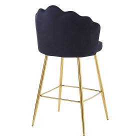 Muschel Barhocker Nastaruna in Schwarz und Goldfarben (2er Set) – Ansicht 4