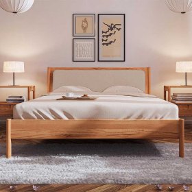 Hochwertiges Bett Artjes aus Wildbuche Massivholz mit Polsterkopfteil – Ansicht 4
