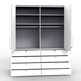 Kleiderschrank Codumenta mit acht Schubladen und Metallgriffen – Ansicht 6
