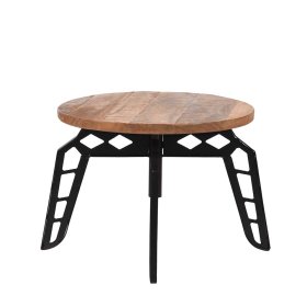 Runder Couchtisch Bracas aus Mangobaum Massivholz und Metall – Ansicht 1