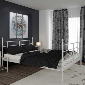 Landhausstil Metall Bettgestell Alan in Weiß mit 36 cm Einstiegshöhe – Ansicht 3