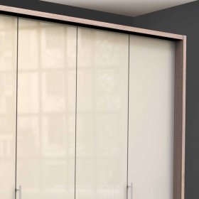 XXL Falttürenschrank Codumenta in Cremefarben und Eiche Sägerau glasbeschichtet – Ansicht 5