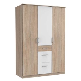 Jugend Kleiderschrank Milana in Eiche Sägerau und Weiß 199 cm hoch – Ansicht 1