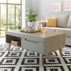 Couchtisch Casmas im Skandi Design in Eichefarben und Mintgrün – Ansicht 2