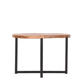 Runder Beistelltisch Concrete aus Mangobaum Massivholz und Metall im Industriedesign – Ansicht 3