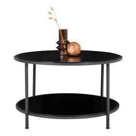 Wohnzimmertisch Romantic in Schwarz mit Vierfußgestell aus Metall – Ansicht 2