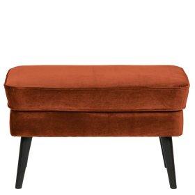 Fußhocker zum Sofa Berga in Rostfarben Samt mit Vierfußgestell aus Holz – Ansicht 3