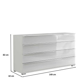 Sideboard Bean mit vier Schubladen in Weiß – Ansicht 7