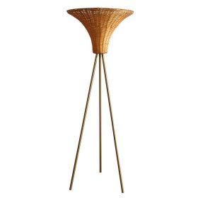 Wohnzimmerlampe Kozuke aus Rattan und Metall in Beige und Messingfarben – Ansicht 2