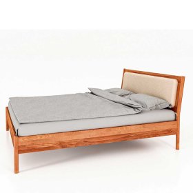 Hochwertiges Bett Artjes aus Wildbuche Massivholz mit Polsterkopfteil – Ansicht 5