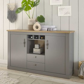 Wohnzimmer Kommode Cellossa mit Flaschenfächern und zwei Schubladen – Ansicht 2