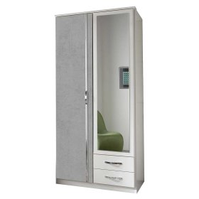 Moderner Kleiderschrank Punjab mit Spiegeltür und zwei Schubladen – Ansicht 1