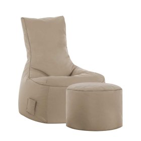 Sitzsack Sessel Laredo in Khaki mit Fußhocker – Ansicht 1