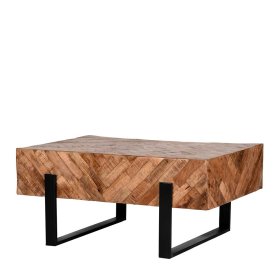 Rustikaler Couchtisch Brian aus Mangobaum Massivholz und Metall – Ansicht 1