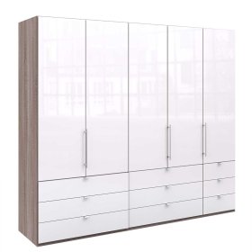 3 türiger Kleiderschrank Yunidra mit neun Schubladen modern – Ansicht 1