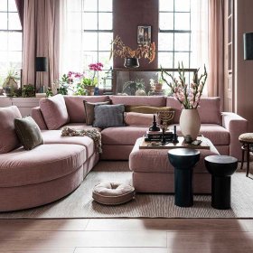 Modulsofa Abschluss Element links Oktamian aus Webstoff in Rosa – Ansicht 16