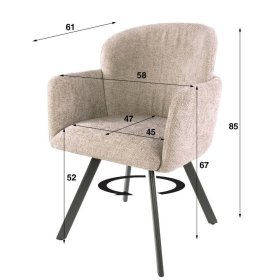Armlehnstuhl Josekna in Beige mit Gestell aus Metall (2er Set) – Ansicht 5