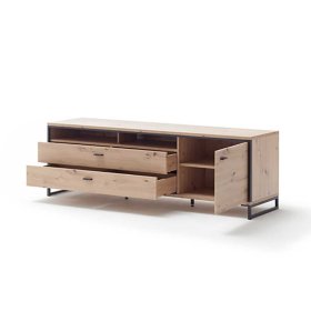 TV Board Geronda in Eichefarben und Anthrazit 60 cm hoch – Ansicht 4