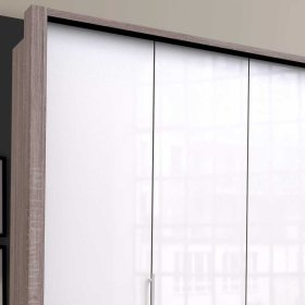 XXL Schlafzimmerschrank Yunidra mit Falttüren und Schubladen glasbeschichtet – Ansicht 5