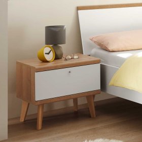 Doppelbett mit Nachtkonsolen Levanca in Weiß und Eiche in 140x200 cm (dreiteilig) – Ansicht 5