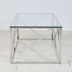 Moderner Couchtisch Leonira 120x45x60 cm mit Glasplatte – Ansicht 4