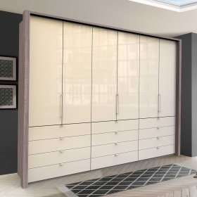 Panorama Gleittüren Schrank Dianara mit vielen Schubladen modern – Ansicht 2